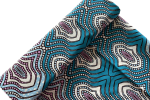 TURQUOISE SHAKY WAVES Afrikanischer Wax Print Stoff